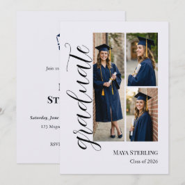 Invitación Guión editorial moderno de graduación con varias f