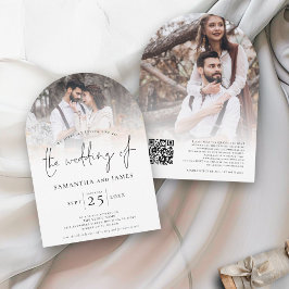 Invitación Guión elegante 2 Fotos Superposición del Boda de c