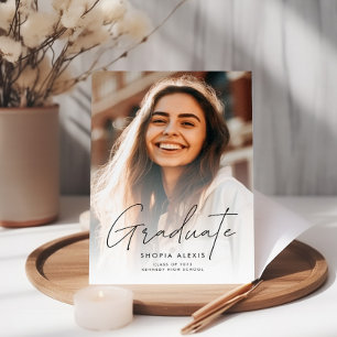 Invitación Guión elegante caligráfico Dos Graduación de fotos