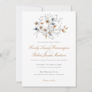 Invitación Guión Elegante De Foliage De Invierno Todo En Un B