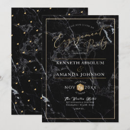 Invitación Guión elegante de PixDezines, mármol negro + oro f