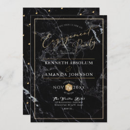 Invitación Guión elegante de PixDezines, mármol negro + oro f