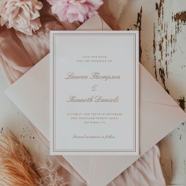 Invitación Guión Elegante De Taupe Claro Guardar La Fecha