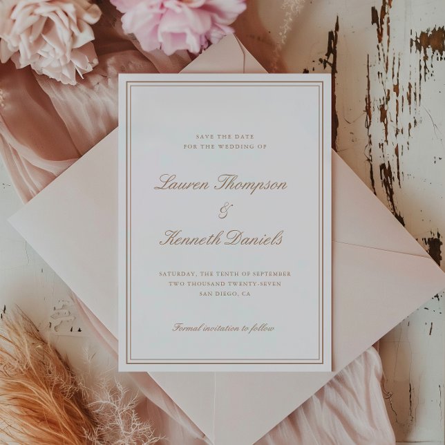 Invitación Guión Elegante De Taupe Claro Guardar La Fecha (Subido por el creador)