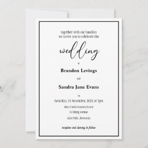 Invitación Guión elegante en blanco y negro