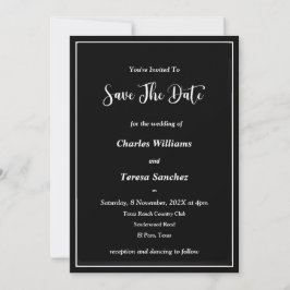 Invitación Guión elegante en blanco y negro