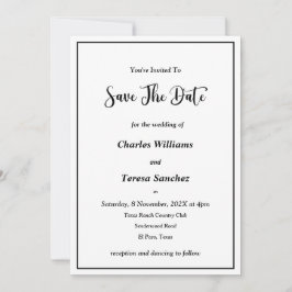 Invitación Guión elegante en blanco y negro