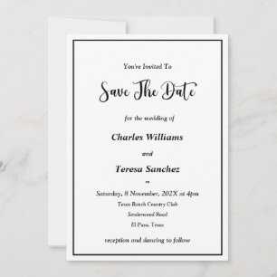 Invitación Guión elegante en blanco y negro