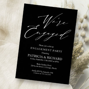 Invitación Guión Elegante Estamos Comprometidos Fiesta de Com