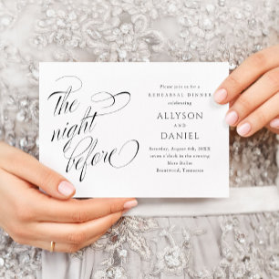 Invitación Guión elegante la noche antes de la cena de ensayo