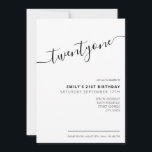 Invitación Guión elegante moderno Cumpleaños 21<br><div class="desc">Invitación moderna de cumpleaños 21 en blanco y negro. Minimalista diseño de plantillas de invitación para 21 cumpleaños con elegante letra de guión con letra a mano de caligrafía.</div>