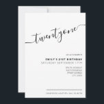 Invitación Guión elegante moderno Cumpleaños 21<br><div class="desc">Invitación moderna de cumpleaños 21 en blanco y negro. Minimalista diseño de plantillas de invitación para 21 cumpleaños con elegante letra de guión con letra a mano de caligrafía.</div>
