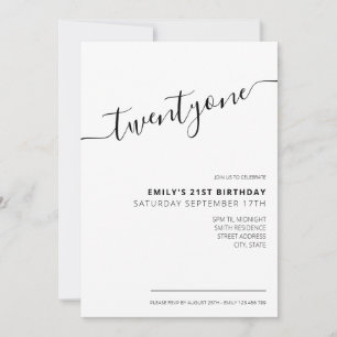 Invitación Guión elegante moderno Cumpleaños 21