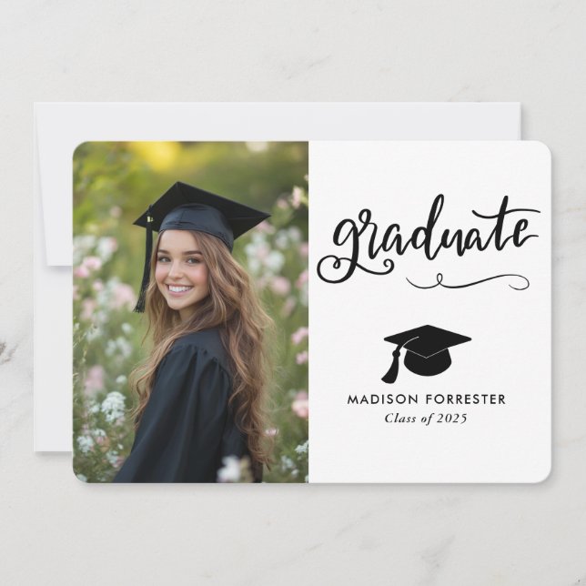 Invitación Guión elegante moderno para graduados (Anverso)