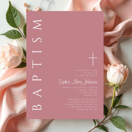 Invitación Guion elegante moderno rosa bautizo de niñas