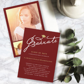 Invitación Guion elegante para graduado Fiesta sencilla de gr