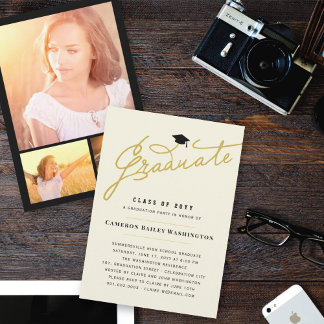 Invitación Guion elegante para graduado Fiesta sencilla de gr