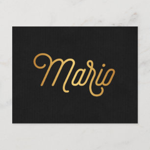 Invitación Guión elegante personalizado Mario Gold Black