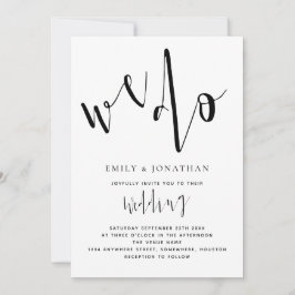 Invitación Guión elegante que hacemos Boda negro y blanco
