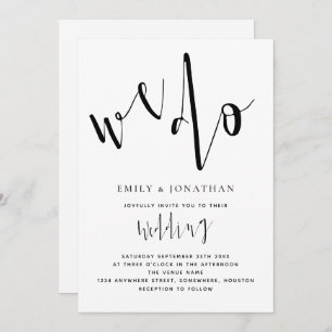 Invitación Guión elegante que hacemos Boda negro y blanco