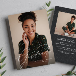 Invitación Guión elegante simple dos graduación de foto