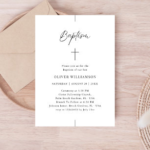 Invitación Guión en línea Bautismo neutral de género blanco y