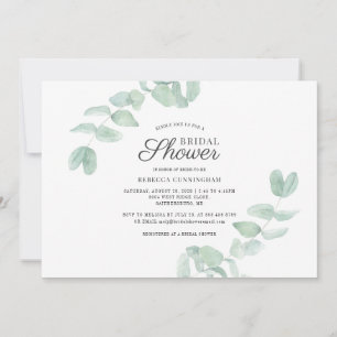 Invitación Guión floral Eucalyptus Greenery Bridal Shower