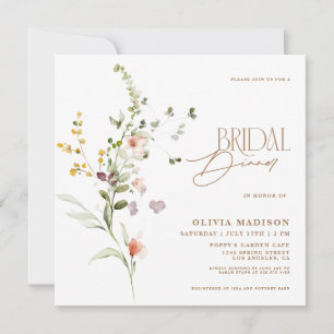Invitación Guion Floral Jardín Nupcial Cena Moderna