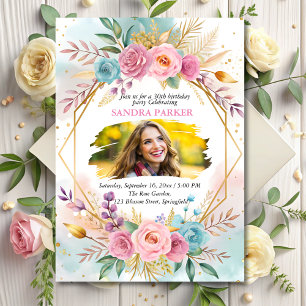 Invitación Guión floral moderno Elegante Moda fotográfica Cum