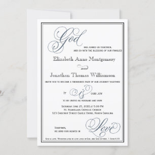 Invitación Guión formal pizarra azul Boda religioso