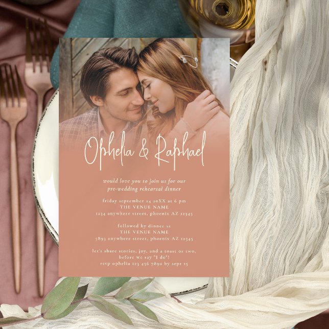 Invitación Guión fotográfico Boda de Terracotta Cena de ensay (Subido por el creador)