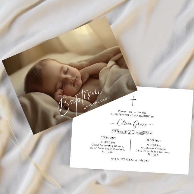 Invitación Guión fotográfico horizontal Género Bautismo neutr (Subido por el creador)