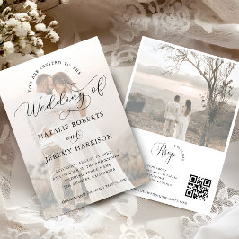 Invitación Guión fotográfico romántico QR para boda todo en u