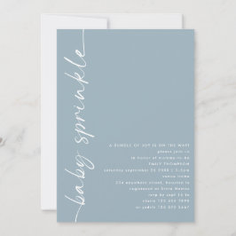 Invitación Guión girado Dusty Blue Baby Shower Sprinkle