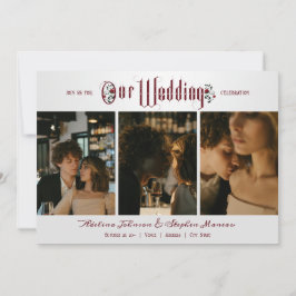 Invitación Guión gótico de Halloween Roses rojos 3 Boda de fo