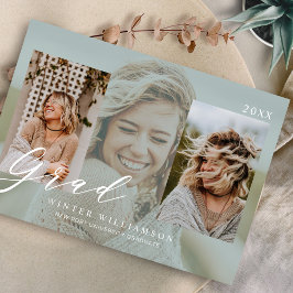 Invitación Guión Grad Moderno Sobreposición Verde Grado Tres