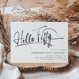 Invitación Guión Hola Cincuenta Minimalista Cumpleaños 50
