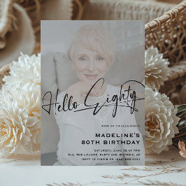 Invitación Guion Hola Ochenta Mínimo Foto Cumpleaños 80