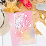 Invitación Guión holográfico de fiesta de piscina rosa girato<br><div class="desc">Haga un chapuzón con nuestra invitación holográfica de verano Sweet 16. El guión de los fiestas de la piscina le da un toque divertido y moderno a su celebración. Sumérjase en el verano y disfrute de esta invitación,  con un gradiente holográfico de arcoiris rosa pastel.</div>
