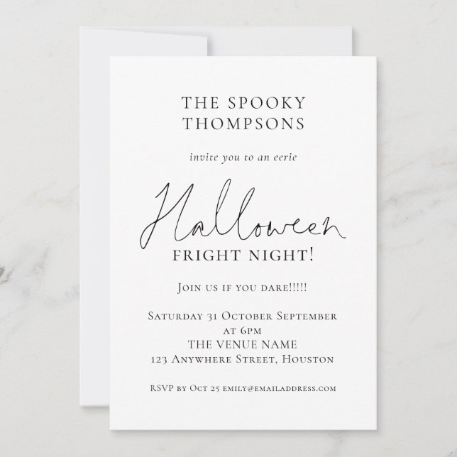 Invitación Guión informal Festejó Halloween (Anverso)