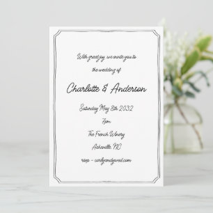 Invitación Guión Manuscrito Caprichoso Marco Quirky Boda