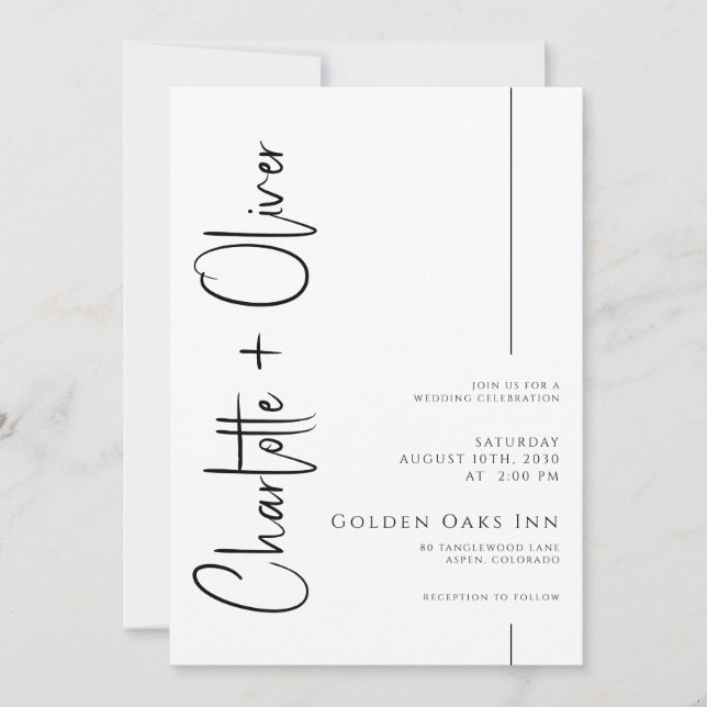Invitación Guión manuscrito Minimalista moderno (Anverso)