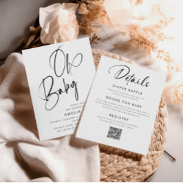 Invitación Guión manuscrito minimalista todo en un código Qr