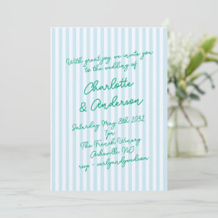 Invitación Guion Manuscrito Rayas Caprichosas Boda Quirky