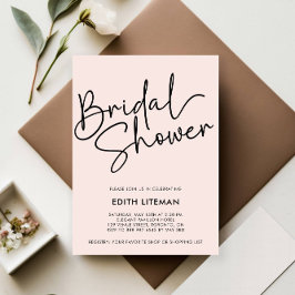 Invitación Guión manuscrito simple elegante novia rosa