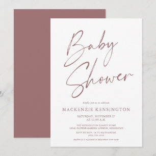 Invitación Guión manuscrito simple moderno Baby Shower