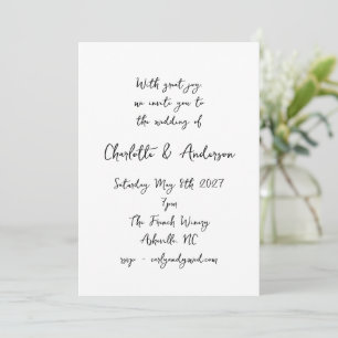 Invitación Guión manuscrito Whimsy Quirky Boda blanco
