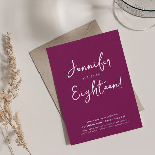Invitación Guión minimal moderno 18º cumpleaños Magenta