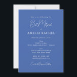 Invitación Guión minimalista Bat moderno Mitzvah Cute Azul<br><div class="desc">Guión Minimalista personalizado Blue Cute Modern Bat Mitzvah Invitación</div>