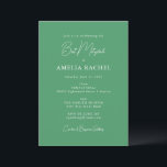 Invitación Guión minimalista Bat Moderno Mitzvah Kelly Green<br><div class="desc">Guión Minimalista personalizado Kelly Green Modern Bat Mitzvah Invitación</div>